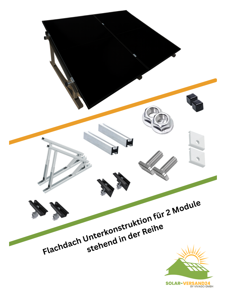 Modulaufständerung Flachdach 2 Module 20-40° verstellbar