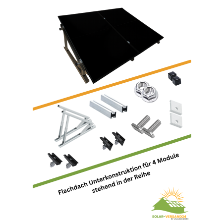 Modulaufständerung Flachdach 4 Module 20-40° verstellbar
